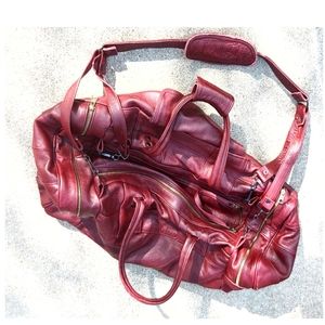 Vintage Genuine Leather burgundy 23" duffle Bag